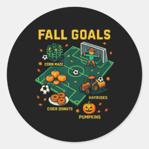 Fußball Herbst Tore Spaß Kinder Herbst Pixel Video Runder Aufkleber