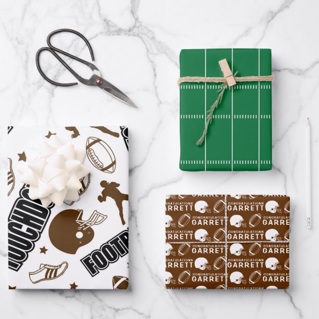 Fußball Herzlichen Glückwunsch Wrapping Paper Shee Geschenkpapier Set (Vorderseite)