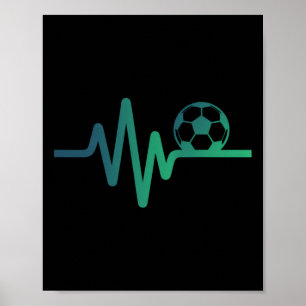 Fußball Herzschlag Linie Fußll Liebesgeschenk Poster