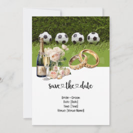 Fußball-Hochzeit Thema mit Ball auf Grün Einladung