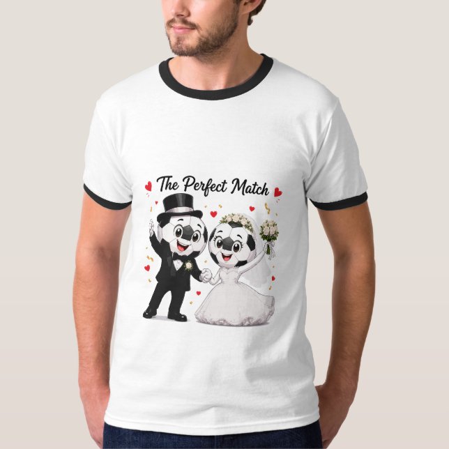 Fußball-Hochzeitspaar T-Shirt (Vorderseite)