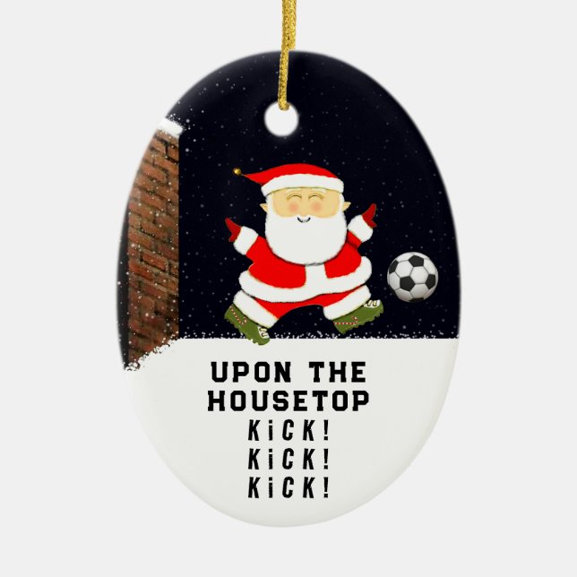 Fußball-Holiday-Geschenk Keramik Ornament (Vorne)