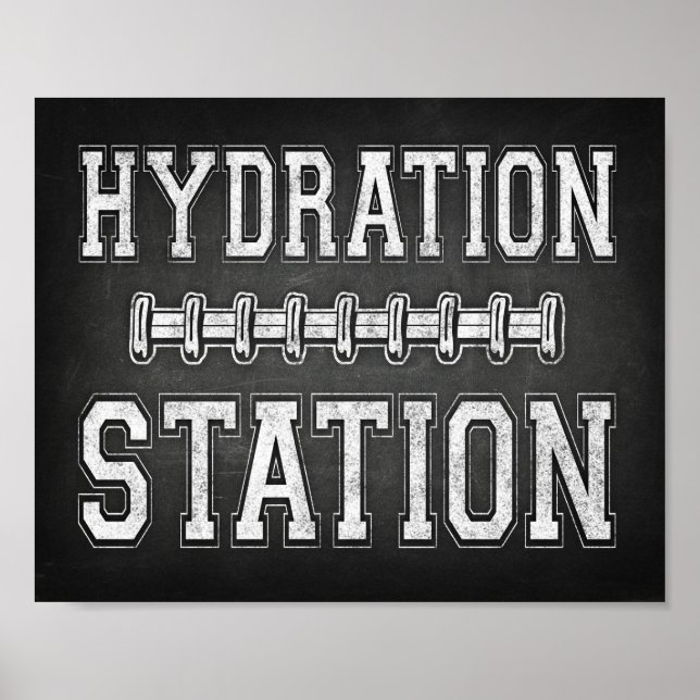 Fußball HYDRATION STATION Zeichenkhalk drucken Poster (Vorne)