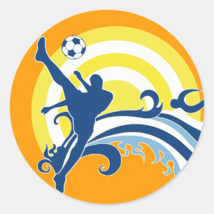 Fußball im Sommer. Runder Aufkleber