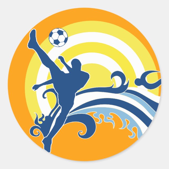 Fußball im Sommer. Runder Aufkleber (Vorderseite)