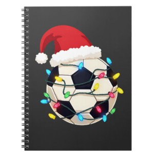 Fußball im Weihnachtslicht ummantelt Fußball-Spiel Notizblock