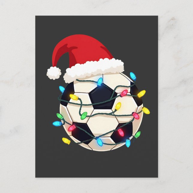 Fußball im Weihnachtslicht ummantelt Fußball-Spiel Postkarte (Vorderseite)