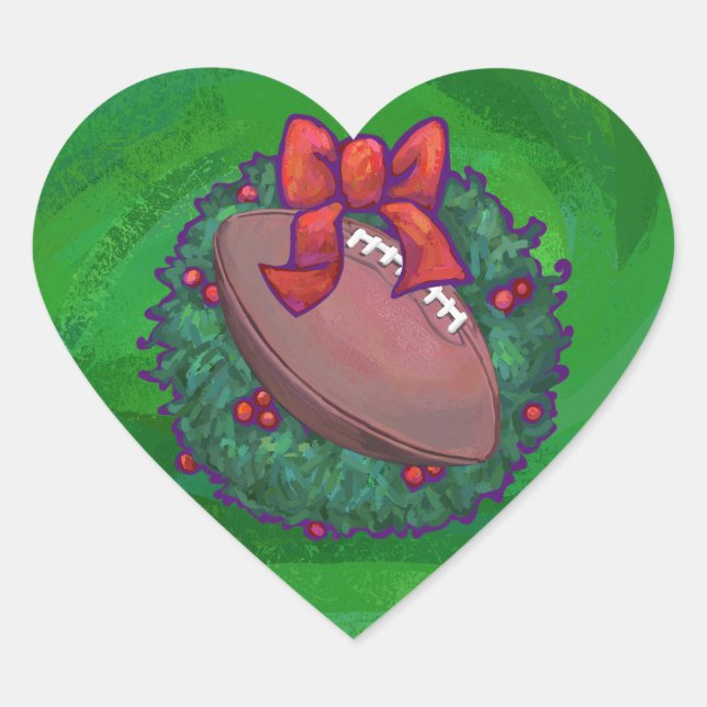 Fußball im Weihnachtsreich auf Grün Herz-Aufkleber (Vorderseite)