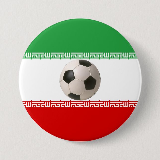 Fußball im Zentrum der iranischen Flagge Button (Vorderseite)