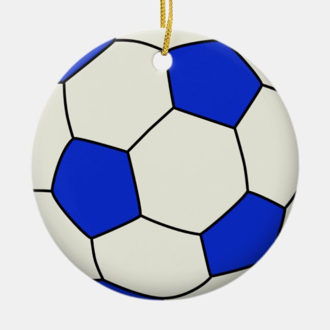 Fußball in Blau Keramik Ornament (Vorne)