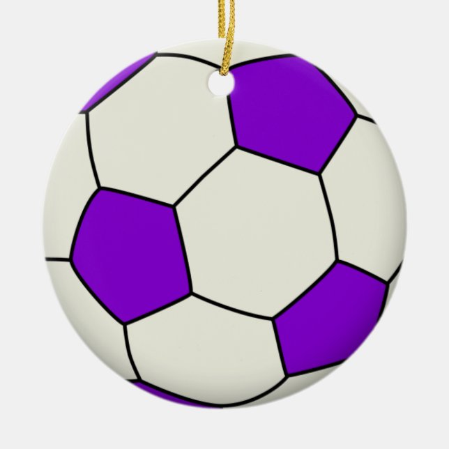 Fußball in Lila Keramik Ornament (Vorne)