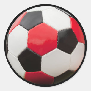 Fußball in rot, weiß und schwarz, Aufkleber