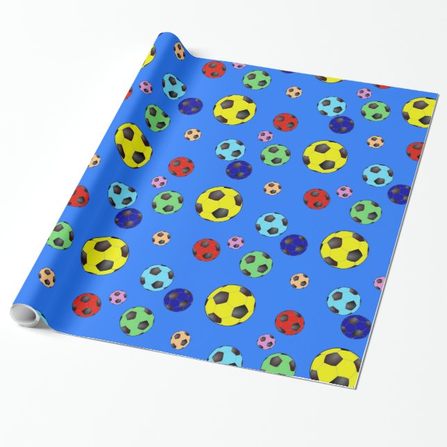 Fußball in vielen Farben Geschenkpapier (Ungerollt)