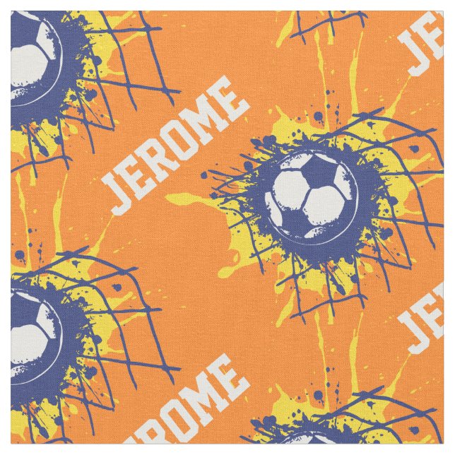 Fußball individuelle Name Orange Stoff (Nahaufnahme)
