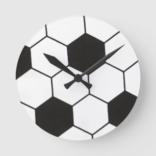 Fußball-Inspiriertes Muster Geometrischer Druck Runde Wanduhr