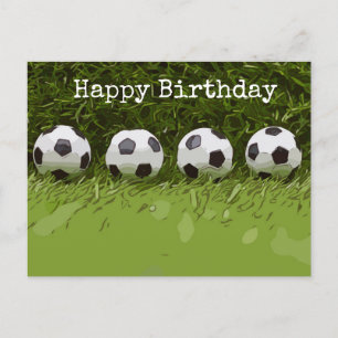 Fußball ist auf grünem Gras Happy Birthday Card Postkarte
