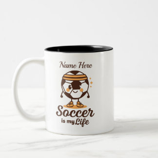 Fußball ist mein Leben Personalisierter Name Zweifarbige Tasse