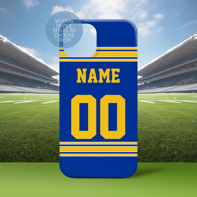 Fußball Jersey Blau mit gelben Namen Case-Mate iPhone Hülle (Personalized Phone Case with A sporty Design)