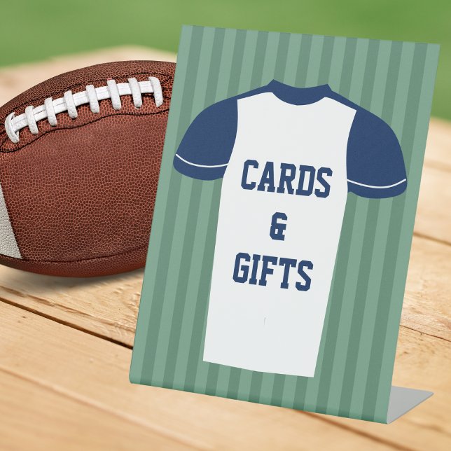 Fußball Jersey Game Day Wedding Cards & Gifts Sockelschild (Angled view jersey theme championship football wedding cards and gifts table sign)
