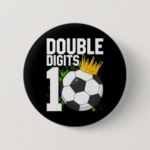 Fußball Junge Geburtstag 10 Jahr alt Doppel Ziffer Button
