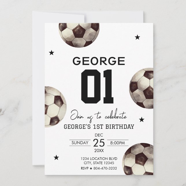Fußball Junge Geburtstag Einladung (Vorderseite)