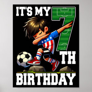 Fußball Junge Mein 7. Geburtstag Amerikanische Fla Poster