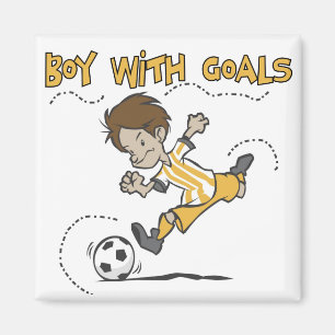 Fußball - Junge mit Ziel-T-Shirts und Geschenken Magnet