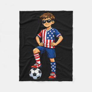 Fußball Junge Spieler USA Liebhaber Amerika Fan Am Fleecedecke