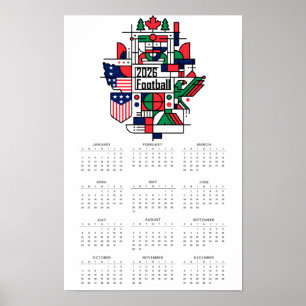 Fußball-Kalender 2026 USA, Kanada, Mexiko Poster