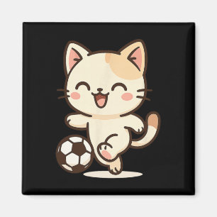 Fußball Kawaii Katzenzeichnung. Süße Tierkunst. Magnet