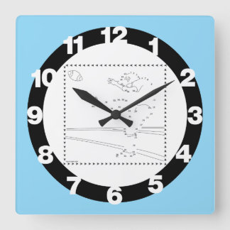 Fußball-Kicker verbinden die Punkte Quadratische Wanduhr