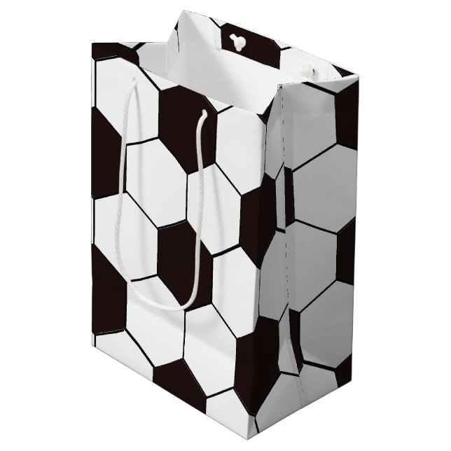 Fußball Kinder Fußball Fußball Muster Fußball Gebu Mittlere Geschenktüte (Vorderseite Schrägansicht)