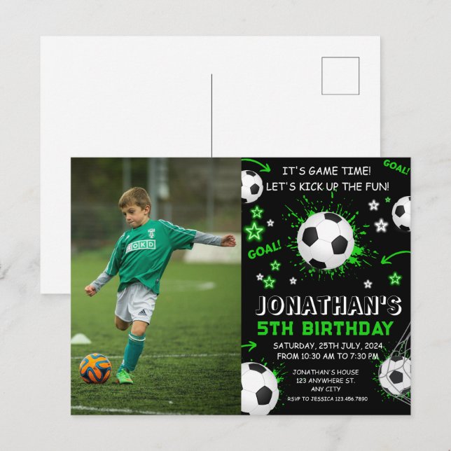 Fußball-Kinder-Geburtstagsfeier Postkarte (Vorne/Hinten)