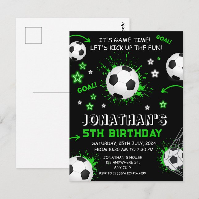 Fußball-Kinder-Geburtstagsfeier Postkarte (Vorne/Hinten)