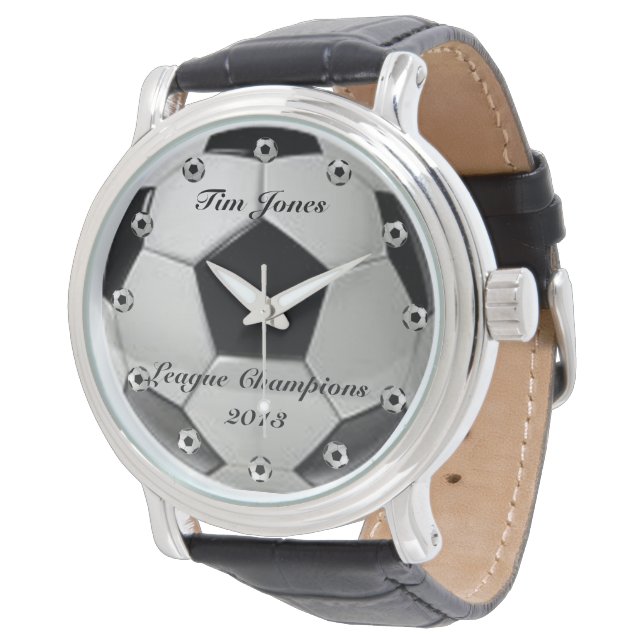 Fußball klassische Stahluhr Armbanduhr (Schrägansicht)