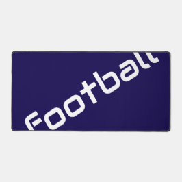 FUSSBALL-klassischer weißer Diagonaltext auf Navy  Schreibtischunterlage