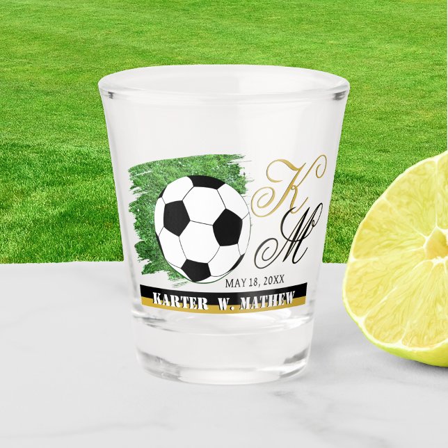 Fußball-Kugelglas, Monogramm, Name / Benutzerdefin Schnapsglas (Von Creator hochgeladen)