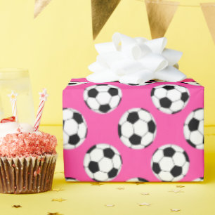 Fußball-Kugelmuster rosa Geschenkpapier