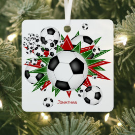 Fußball-Kugeln Rote grüne Sterne Jungs Mädchen Spo Ornament Aus Metall