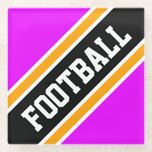 FUSSBALL Leichtathletische, hellrosa, schwarzblaue Glasuntersetzer (Vorderseite)