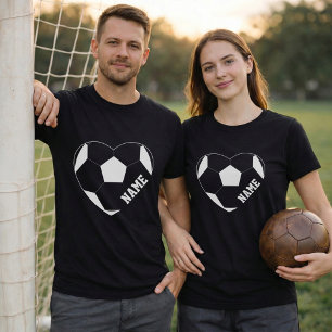Fußball Liebe Herz Benutzerdefinierter Spielername T-Shirt