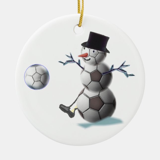 Fußball-Liebhaber-Weihnachtsgeschenk-Verzierung Keramikornament (Vorne)