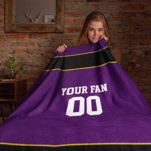 Fußball-lila u. schwarzes personalisiertes fleecedecke
