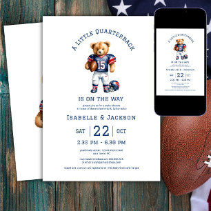 Fußball Little Quarterback Teddy Baby Shower  Einladung