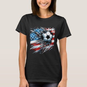Fußball Ll 4. Juli Jungen Amerikanische Flagge Pat T-Shirt