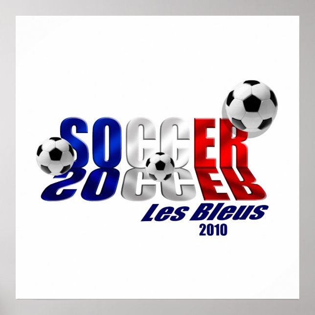 Fußball-Logo "Les Bleus"-Fahne der französischen G Poster (Vorne)