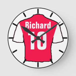 Fußball-Lüfter Shirt zu personalisieren. Runde Wanduhr