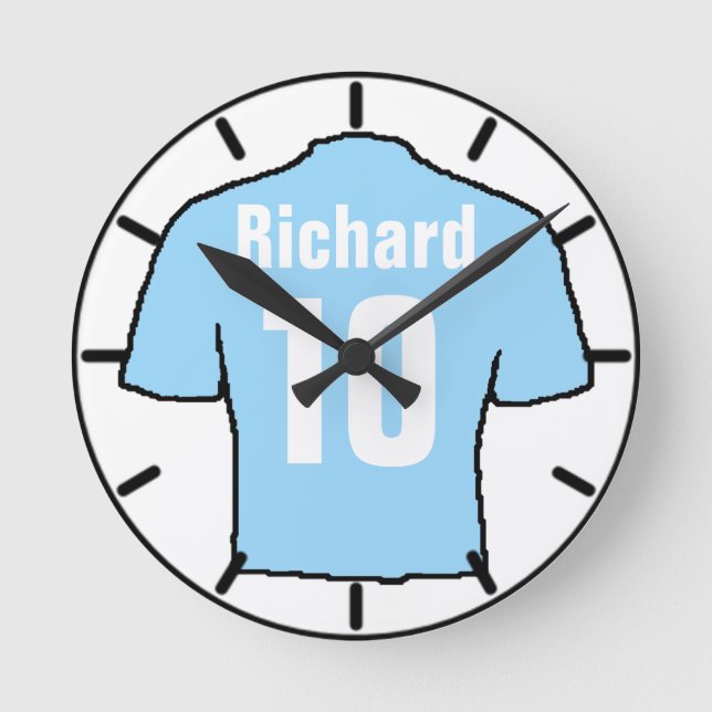 Fußball-Lüfter Shirt zu personalisieren. Runde Wanduhr (Vorderseite)