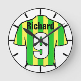 Fußball-Lüfter Shirt zu personalisieren. Runde Wanduhr