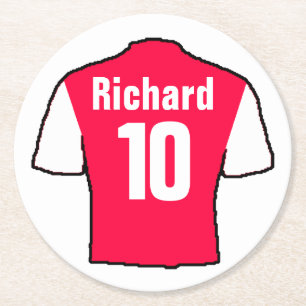 Fußball-Lüfter Shirt zu personalisieren. Runder Pappuntersetzer